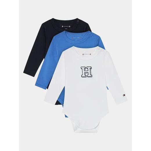 Tommy Hilfiger Komplet 3 par body dziecięcych Baby 3 Pack Giftbox KN0KN01779 Niebieski Regular Fit ze sklepu MODIVO w kategorii Body niemowlęce - zdjęcie 168478134