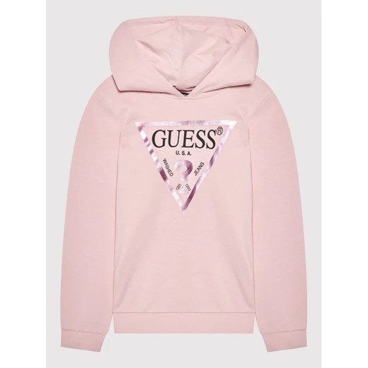 Guess Bluza J83Q14 KAUG0 Różowy Regular Fit ze sklepu MODIVO w kategorii Bluzy dziewczęce - zdjęcie 168478834