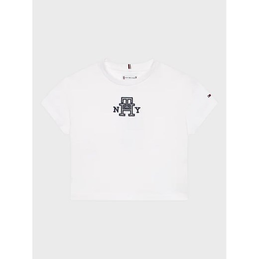 Tommy Hilfiger T-Shirt KG0KG07437 D Biały Regular Fit ze sklepu MODIVO w kategorii Bluzki dziewczęce - zdjęcie 168480384