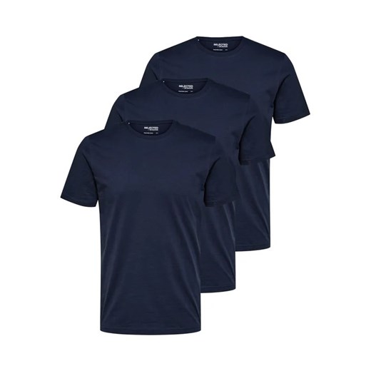 Selected Homme Komplet 3 t-shirtów Axel 16087854 Granatowy Regular Fit ze sklepu MODIVO w kategorii T-shirty męskie - zdjęcie 168483002