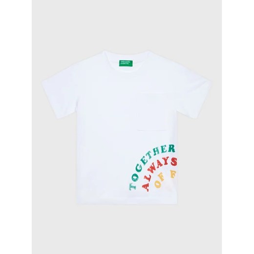 United Colors Of Benetton T-Shirt 3096G108I Biały Regular Fit ze sklepu MODIVO w kategorii T-shirty chłopięce - zdjęcie 168488763