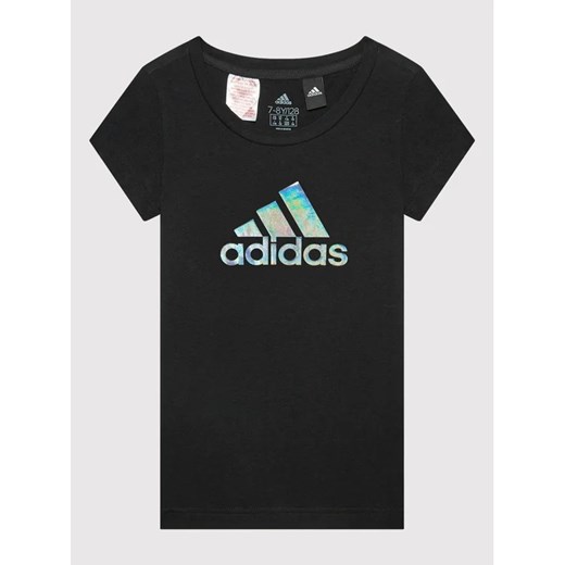 adidas T-Shirt Dance Metallic Print HD4407 Czarny Regular Fit ze sklepu MODIVO w kategorii T-shirty chłopięce - zdjęcie 168490510