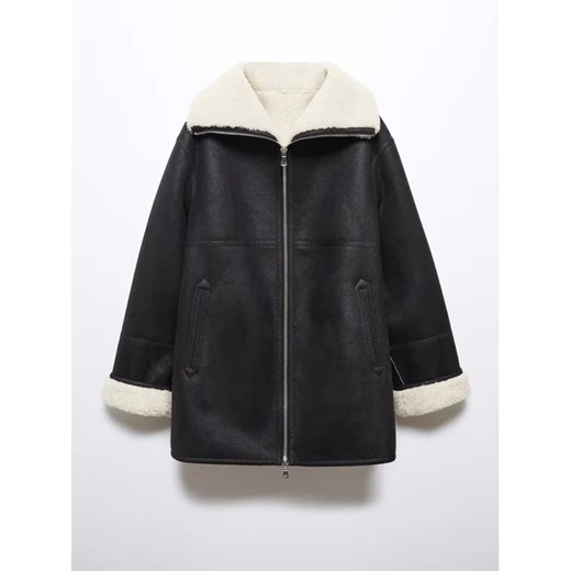 Mango Kożuch Rulo 57097708 Czarny Oversize Mango M okazyjna cena MODIVO