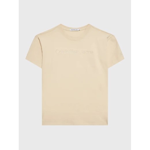Calvin Klein Jeans T-Shirt Embroidery Logo IB0IB01563 Beżowy Regular Fit ze sklepu MODIVO w kategorii T-shirty chłopięce - zdjęcie 168494122