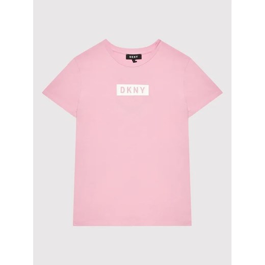 DKNY T-Shirt D35R93 M Różowy Regular Fit 10Y okazja MODIVO