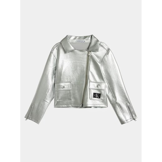 Calvin Klein Jeans Ramoneska Perfecto IG0IG02307 Srebrny Regular Fit ze sklepu MODIVO w kategorii Kurtki dziewczęce - zdjęcie 168496544