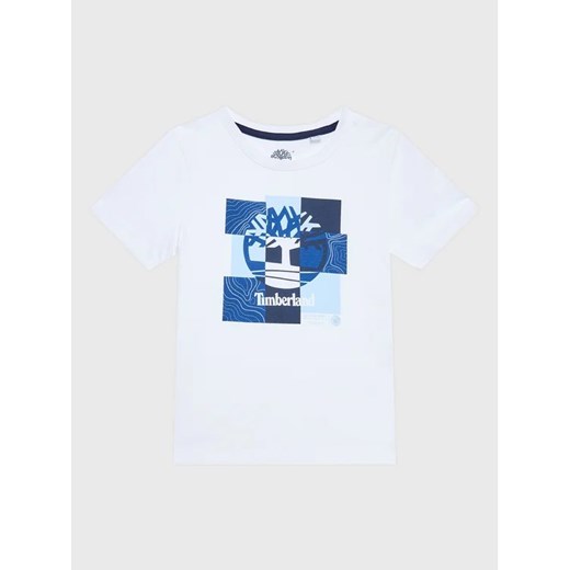 Timberland T-Shirt T25T80 S Biały Regular Fit ze sklepu MODIVO w kategorii T-shirty chłopięce - zdjęcie 168503174