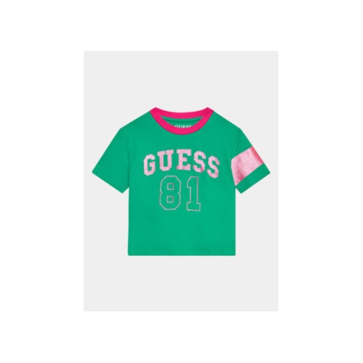 Guess T-Shirt J3YI07 K8HM4 Zielony Regular Fit ze sklepu MODIVO w kategorii Bluzki dziewczęce - zdjęcie 168505084