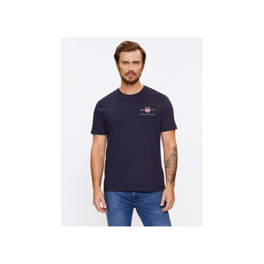 Gant T-Shirt Reg Archive Shield Emb Ss 2067004 Granatowy Regular Fit ze sklepu MODIVO w kategorii T-shirty męskie - zdjęcie 168506850