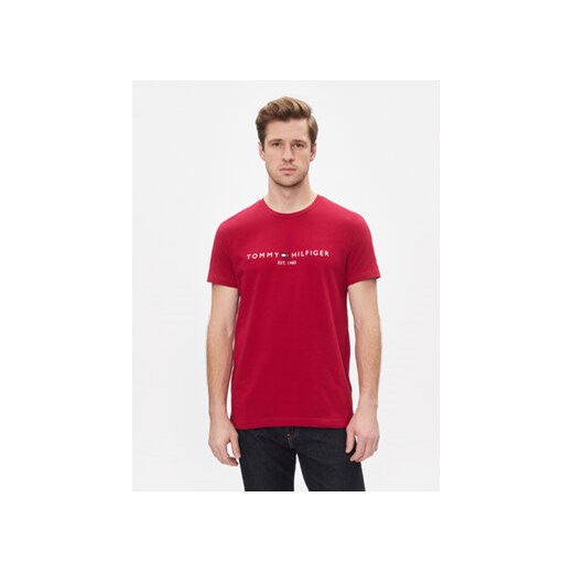 Tommy Hilfiger T-Shirt Tommy Logo Tee MW0MW11797 Czerwony Regular Fit ze sklepu MODIVO w kategorii T-shirty męskie - zdjęcie 168508494