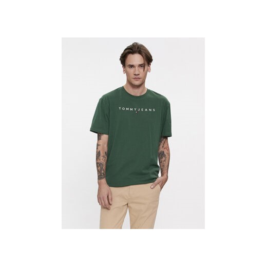 Tommy Jeans T-Shirt Linear Logo DM0DM17993 Zielony Regular Fit ze sklepu MODIVO w kategorii T-shirty męskie - zdjęcie 168508764