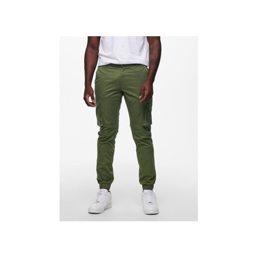Only & Sons Spodnie materiałowe 22016687 Zielony Tapered Fit ze sklepu MODIVO w kategorii Spodnie męskie - zdjęcie 168510943