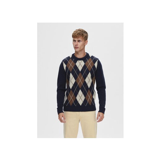 Selected Homme Sweter 16090764 Granatowy Regular Fit ze sklepu MODIVO w kategorii Swetry męskie - zdjęcie 168511901