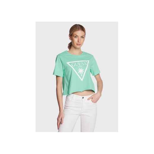 Guess T-Shirt Logo E02I01 JA914 Zielony Boxy Fit ze sklepu MODIVO w kategorii Bluzki damskie - zdjęcie 168511914