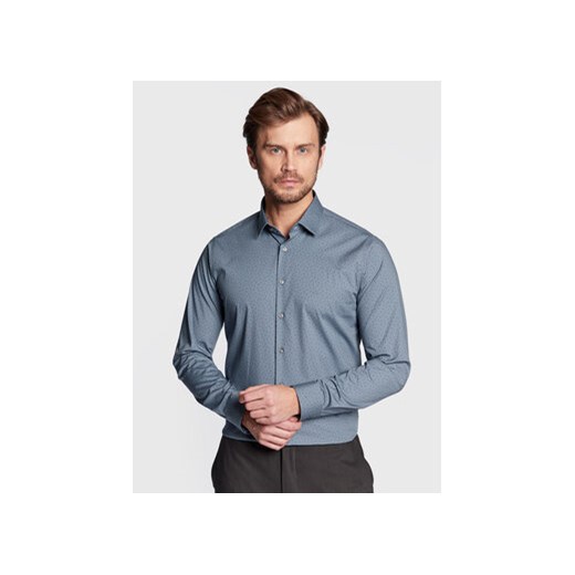 Calvin Klein Koszula Dash Print K10K110935 Niebieski Slim Fit ze sklepu MODIVO w kategorii Koszule męskie - zdjęcie 168513070