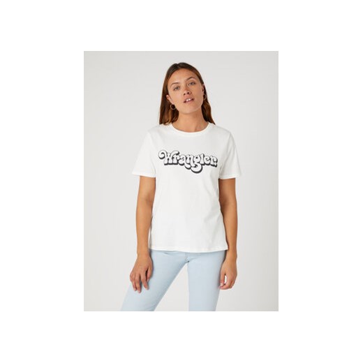 Wrangler T-Shirt W7N4D3W03 112332123 Biały Regular Fit ze sklepu MODIVO w kategorii Bluzki damskie - zdjęcie 168514182