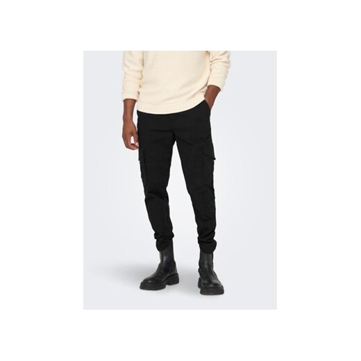 Only & Sons Spodnie materiałowe 22025431 Czarny Tapered Fit ze sklepu MODIVO w kategorii Spodnie męskie - zdjęcie 168514994
