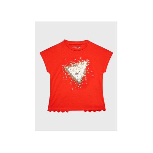 Guess T-Shirt K3RI04 K6YW1 Czerwony Regular Fit ze sklepu MODIVO w kategorii Bluzki dziewczęce - zdjęcie 168515593