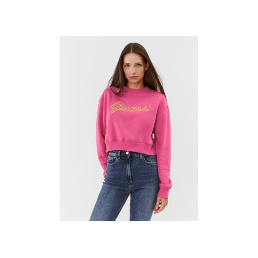 Guess Bluza W3BQ13 KB681 Różowy Regular Fit ze sklepu MODIVO w kategorii Bluzy damskie - zdjęcie 168515684