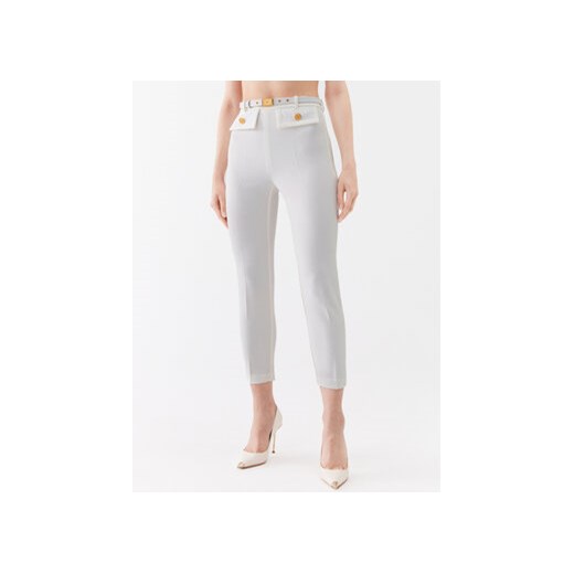 Elisabetta Franchi Spodnie materiałowe PA-080-32E2-V350 Biały Slim Fit ze sklepu MODIVO w kategorii Spodnie damskie - zdjęcie 168516034