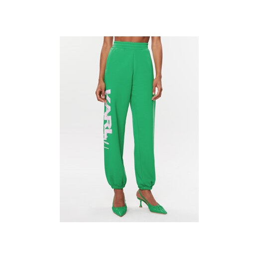 KARL LAGERFELD Spodnie dresowe 235W1052 Zielony Relaxed Fit Karl Lagerfeld L okazyjna cena MODIVO