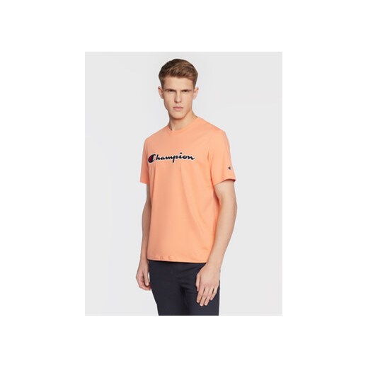 Champion T-Shirt Script Logo Embroidery 218007 Pomarańczowy Regular Fit ze sklepu MODIVO w kategorii T-shirty męskie - zdjęcie 168516953
