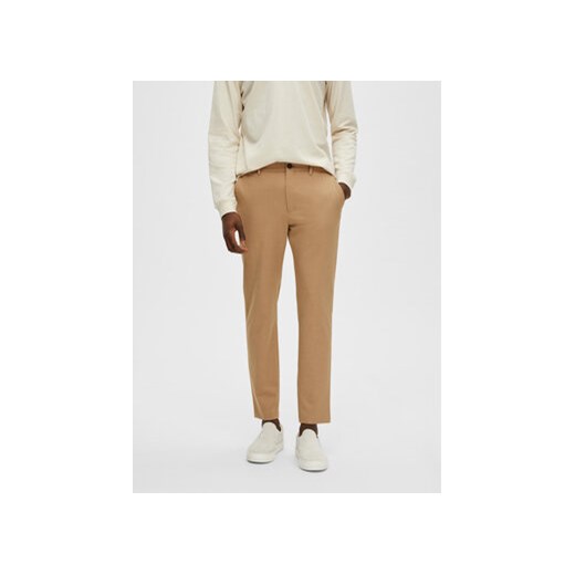 Selected Homme Spodnie materiałowe 16085270 Brązowy Slim Fit ze sklepu MODIVO w kategorii Spodnie męskie - zdjęcie 168519821