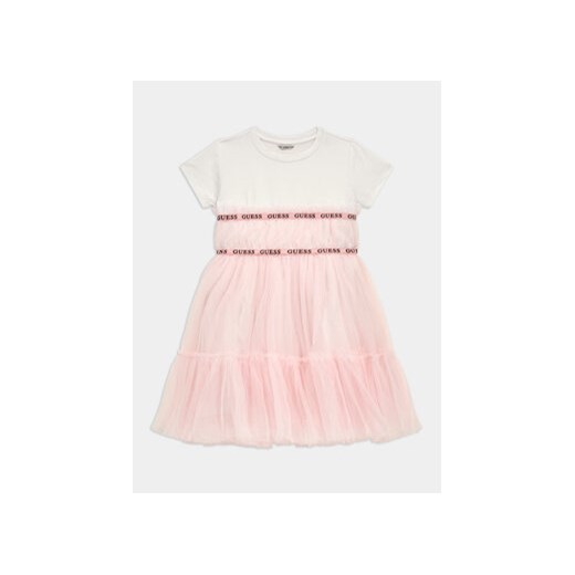 Guess Sukienka elegancka J4RK26 K6YW0 Różowy Regular Fit ze sklepu MODIVO w kategorii Sukienki dziewczęce - zdjęcie 168521484