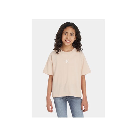 Calvin Klein Jeans T-Shirt IG0IG02136 Różowy Boxy Fit ze sklepu MODIVO w kategorii Bluzki dziewczęce - zdjęcie 168522183