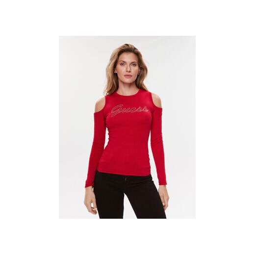 Guess Sweter W3BR80 Z2YK2 Czerwony Slim Fit ze sklepu MODIVO w kategorii Swetry damskie - zdjęcie 168524753