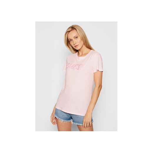 Guess T-Shirt W1YI45 RA0Q0 Różowy Regular Fit Guess XS promocyjna cena MODIVO