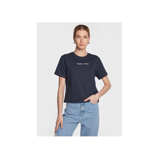 Tommy Jeans T-Shirt Serif Linear DW0DW15049 Granatowy Regular Fit ze sklepu MODIVO w kategorii Bluzki damskie - zdjęcie 168526372