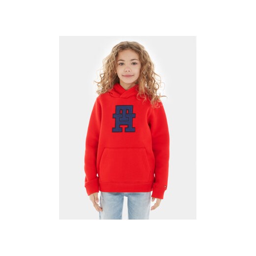 Tommy Hilfiger Bluza KS0KS00526 Czerwony Relaxed Fit ze sklepu MODIVO w kategorii Bluzy dziewczęce - zdjęcie 168526632