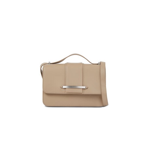 Calvin Klein Torebka Bar Hardware Shoulder Bag K60K611045 Beżowy ze sklepu MODIVO w kategorii Listonoszki - zdjęcie 168527080