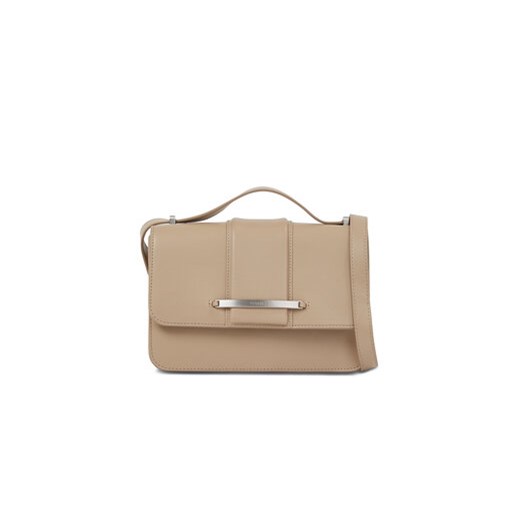 Calvin Klein Torebka Bar Hardware Shoulder Bag K60K611045 Beżowy Calvin Klein uniwersalny wyprzedaż MODIVO
