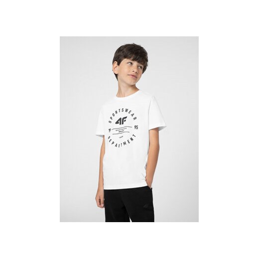 4F T-Shirt 4FJSS23TTSHM294 Biały Regular Fit ze sklepu MODIVO w kategorii T-shirty chłopięce - zdjęcie 168527643