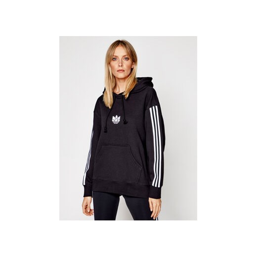 adidas Bluza adicolor 3D Trefoil GN2931 Czarny Oversize ze sklepu MODIVO w kategorii Bluzy damskie - zdjęcie 168528032