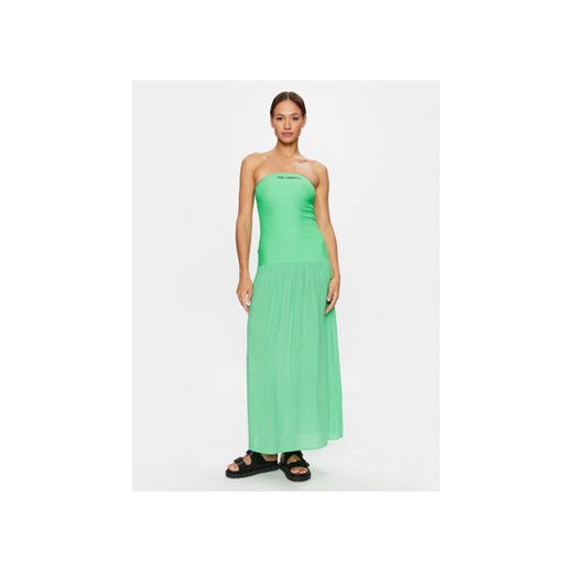 KARL LAGERFELD Sukienka letnia Straples Beach Dress 231W2206 Zielony Regular Fit ze sklepu MODIVO w kategorii Sukienki - zdjęcie 168528242