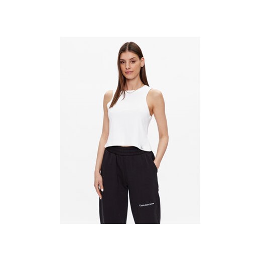 Calvin Klein Jeans Top J20J221055 Biały Regular Fit ze sklepu MODIVO w kategorii Bluzki damskie - zdjęcie 168529913