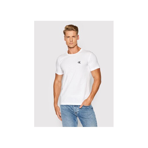 Calvin Klein Jeans T-Shirt Tee Shirt Essential J30J314544 Biały Slim Fit ze sklepu MODIVO w kategorii T-shirty męskie - zdjęcie 168530454