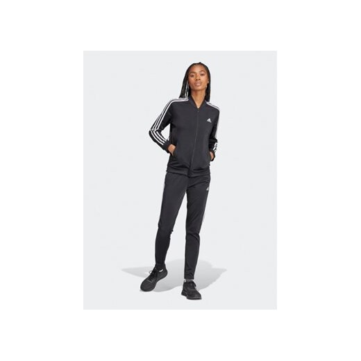adidas Dres Essentials 3-Stripes IJ8781 Czarny Slim Fit ze sklepu MODIVO w kategorii Dresy damskie - zdjęcie 168532691