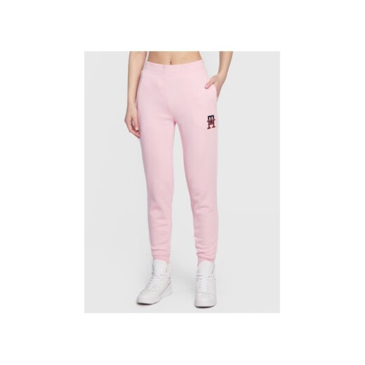 Tommy Hilfiger Spodnie dresowe Monogram Emb WW0WW37435 Różowy Regular Fit ze sklepu MODIVO w kategorii Spodnie damskie - zdjęcie 168533164