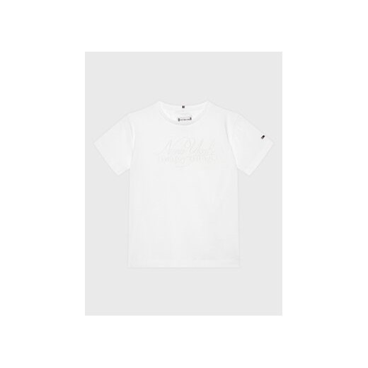 Tommy Hilfiger T-Shirt Ny Script KG0KG07086 M Biały Regular Fit ze sklepu MODIVO w kategorii T-shirty chłopięce - zdjęcie 168534692