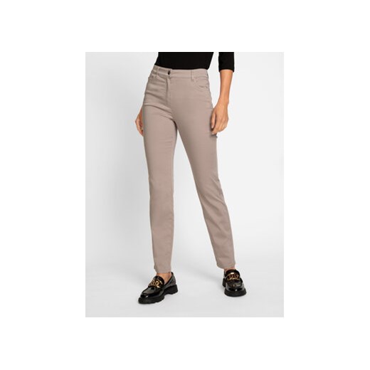 Olsen Spodnie materiałowe Mona 14000620 Beżowy Slim Fit ze sklepu MODIVO w kategorii Spodnie damskie - zdjęcie 168535090