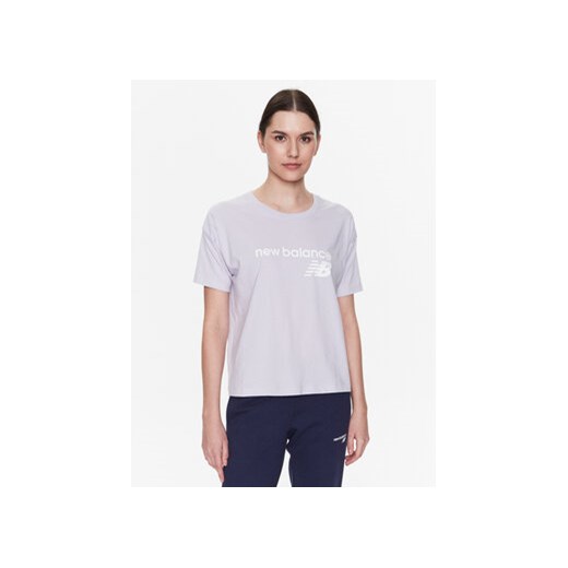 New Balance T-Shirt Stacked WT03805 Fioletowy Relaxed Fit ze sklepu MODIVO w kategorii Bluzki damskie - zdjęcie 168535413