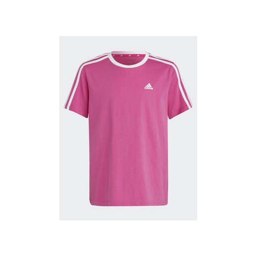 adidas T-Shirt Essentials 3-Stripes Cotton Loose Fit Boyfriend T-Shirt IC3639 Różowy Loose Fit ze sklepu MODIVO w kategorii Bluzki dziewczęce - zdjęcie 168537882