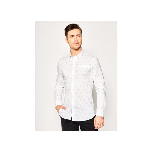 Guess Koszula Ls Sunset Shirt M02H20 W8BX0 Biały Slim Fit Guess S okazyjna cena MODIVO