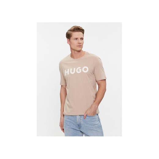 Hugo T-Shirt Dulivio 50467556 Beżowy Regular Fit ze sklepu MODIVO w kategorii T-shirty męskie - zdjęcie 168539030
