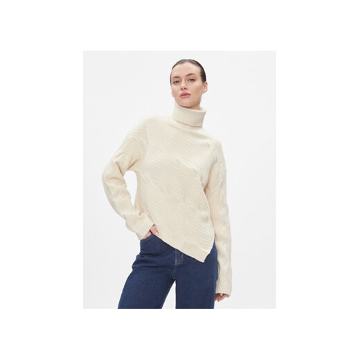 Calvin Klein Sweter Asymetric Modern Cable Sweater K20K206016 Beżowy Regular Fit ze sklepu MODIVO w kategorii Swetry damskie - zdjęcie 168539063