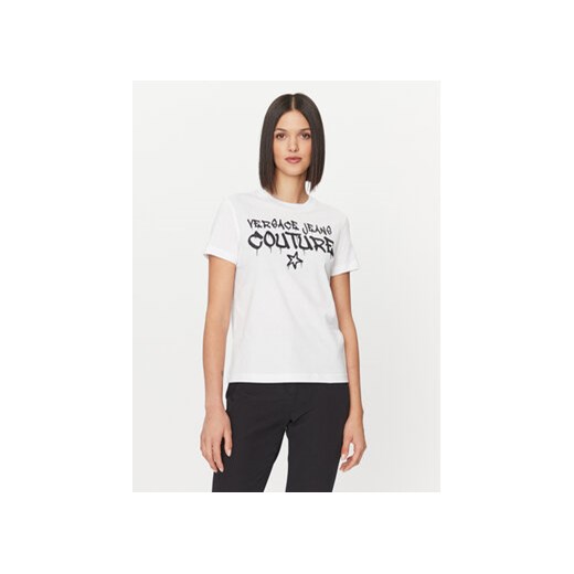 Versace Jeans Couture T-Shirt 75HAHT16 Biały Regular Fit M okazja MODIVO